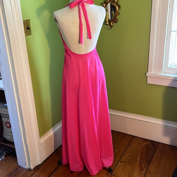 vintage 70s John Kloss hot pink halter nightgown - Picture 3 of 8